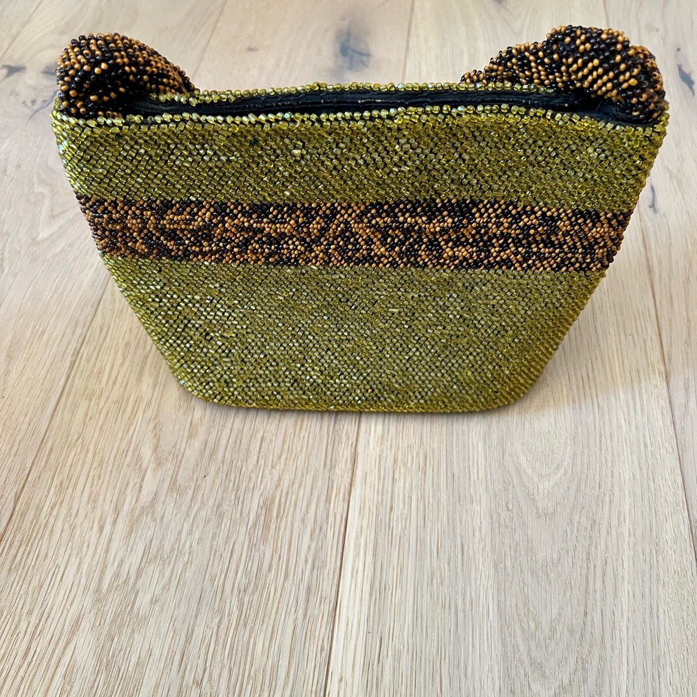 Elegant Vintage Beaded Green and Brown Handbag - Picture 2 of 9